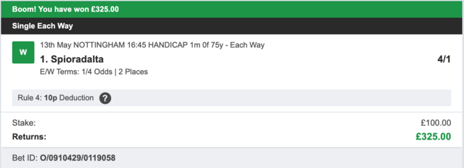 Bookie Profit Matrix - Winner 1 - 13/05/2023