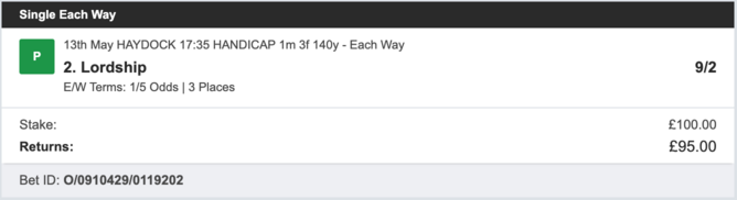 Bookie Profit Matrix - Winner 2 - 13/05/2023
