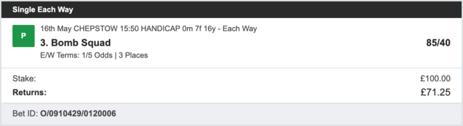 Bookie Profit Matrix - Winner 1 - 16/05/2023