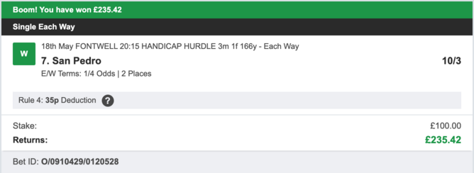 Bookie Profit Matrix - Winner 2 - 18/05/2023
