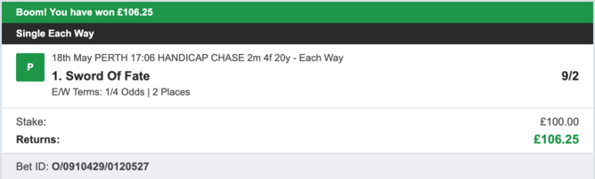 Bookie Profit Matrix - Winner 1 - 18/05/2023