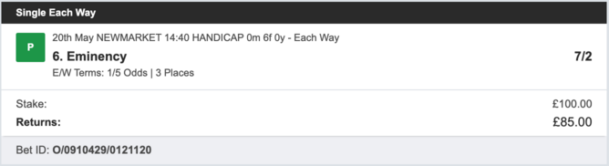 Bookie Profit Matrix - Winner 1 - 20/05/2023